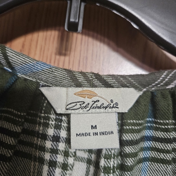 Bob Timberlake Shirt Womens Medium Green Blue Plaid Hippie Boho! - Picture 2 of 5
